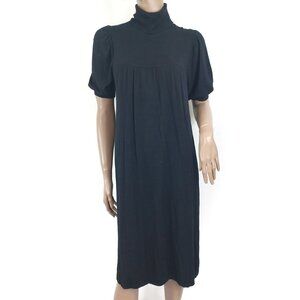 CHAPS Dress Turtleneck Puff Sleeve Jersey Sweater Knit Tea Length L